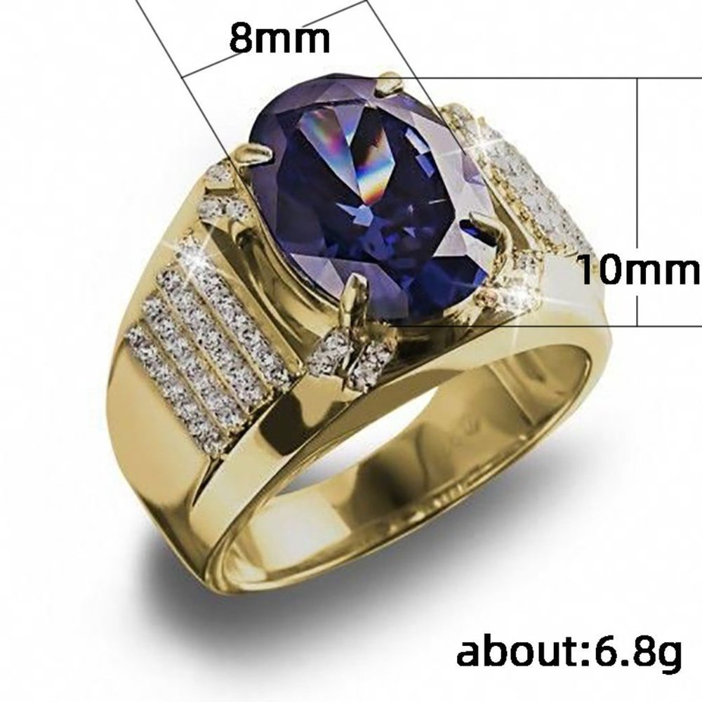 ❤️ Sumptuous Gold Rings Big Oval Royal Blue Ring, GPMB1426 - Picture 3 of 3